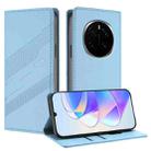 For Honor Magic7 Embossed Multi-functional Wallet Retro Leather Phone Case(Light Blue) - 1