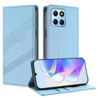 For Honor X8 5G / X6 4G / 70 Lite Embossed Multi-functional Wallet Retro Leather Phone Case(Light Blue) - 1