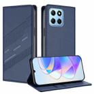For Honor X8 5G / X6 4G / 70 Lite Embossed Multi-functional Wallet Retro Leather Phone Case(Dark Blue) - 1