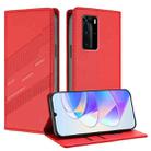 For Huawei P40 Pro Embossed Multi-functional Wallet Retro Leather Phone Case(Red) - 1