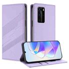 For Huawei P40 Pro Embossed Multi-functional Wallet Retro Leather Phone Case(Light Purple) - 1
