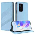 For Huawei P40 Pro Embossed Multi-functional Wallet Retro Leather Phone Case(Light Blue) - 1