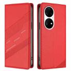 For Huawei P50 Pro Embossed Multi-functional Wallet Retro Leather Phone Case(Red) - 2