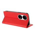 For Huawei P50 Pro Embossed Multi-functional Wallet Retro Leather Phone Case(Red) - 3