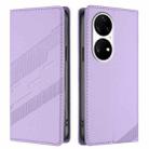 For Huawei P50 Pro Embossed Multi-functional Wallet Retro Leather Phone Case(Light Purple) - 2