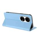 For Huawei P50 Pro Embossed Multi-functional Wallet Retro Leather Phone Case(Light Blue) - 3