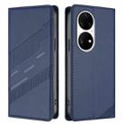 For Huawei P50 Pro Embossed Multi-functional Wallet Retro Leather Phone Case(Dark Blue) - 2