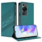 For Huawei P60 / P60 Pro Embossed Multi-functional Wallet Retro Leather Phone Case(Dark Green) - 1