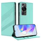 For Huawei P60 / P60 Pro Embossed Multi-functional Wallet Retro Leather Phone Case(Mint Green) - 1