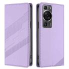 For Huawei P60 / P60 Pro Embossed Multi-functional Wallet Retro Leather Phone Case(Light Purple) - 2