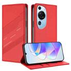 For Huawei P60 Art Embossed Multi-functional Wallet Retro Leather Phone Case(Red) - 1