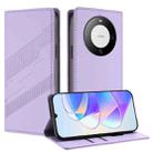 For Huawei Mate 60 Embossed Multi-functional Wallet Retro Leather Phone Case(Light Purple) - 1