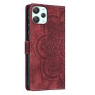 For Xiaomi Poco M6 Pro 5G / Redmi 12 Mandala Embossed Retro Frosted Leather Phone Case(Red) - 3