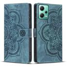 For Xiaomi Poco X5 / Redmi Note 12 5G Mandala Embossed Retro Frosted Leather Phone Case(Blue) - 1