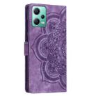 For Xiaomi Poco X5 / Redmi Note 12 5G Mandala Embossed Retro Frosted Leather Phone Case(Purple) - 3