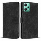 For Xiaomi Poco X5 / Redmi Note 12 5G Mandala Embossed Retro Frosted Leather Phone Case(Black) - 1