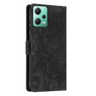 For Xiaomi Poco X5 / Redmi Note 12 5G Mandala Embossed Retro Frosted Leather Phone Case(Black) - 3