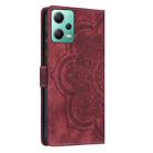 For Xiaomi Poco X5 Pro Mandala Embossed Retro Frosted Leather Phone Case(Red) - 3