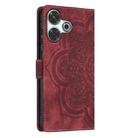 For Redmi 13 4G / 5G Global Mandala Embossed Retro Frosted Leather Phone Case(Red) - 3