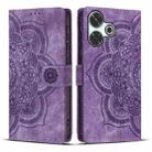 For Redmi 13 4G / 5G Global Mandala Embossed Retro Frosted Leather Phone Case(Purple) - 1