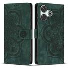 For Redmi 13 4G / 5G Global Mandala Embossed Retro Frosted Leather Phone Case(Green) - 1