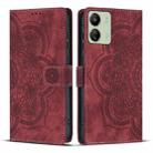 For Redmi 13C 4G / 5G Mandala Embossed Retro Frosted Leather Phone Case(Red) - 1
