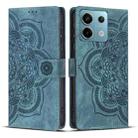 For Redmi Note 13 5G Mandala Embossed Retro Frosted Leather Phone Case(Blue) - 1