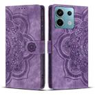 For Redmi Note 13 5G Mandala Embossed Retro Frosted Leather Phone Case(Purple) - 1