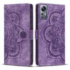 For Redmi Note 11S / 12S Mandala Embossed Retro Frosted Leather Phone Case(Purple) - 1