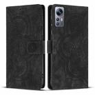 For Redmi Note 11S / 12S Mandala Embossed Retro Frosted Leather Phone Case(Black) - 1