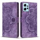 For Redmi Note 12 4G Mandala Embossed Retro Frosted Leather Phone Case(Purple) - 1