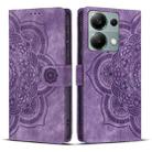 For Redmi Note 13 Pro 4G Mandala Embossed Retro Frosted Leather Phone Case(Purple) - 1