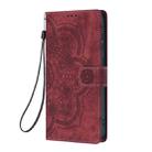 For Redmi Note 14 4G 164.84mm Mandala Embossed Retro Frosted Leather Phone Case(Red) - 2