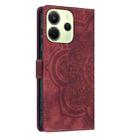For Redmi Note 14 4G 164.84mm Mandala Embossed Retro Frosted Leather Phone Case(Red) - 3