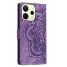 For Redmi Note 14 4G 164.84mm Mandala Embossed Retro Frosted Leather Phone Case(Purple) - 3