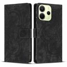 For Redmi Note 14 4G 164.84mm Mandala Embossed Retro Frosted Leather Phone Case(Black) - 1