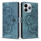 For Redmi Note 14 5G Mandala Embossed Retro Frosted Leather Phone Case(Blue) - 1