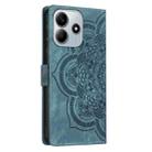 For Redmi Note 14 5G Mandala Embossed Retro Frosted Leather Phone Case(Blue) - 3