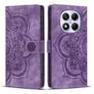 For Redmi Note 14 Pro 4G Mandala Embossed Retro Frosted Leather Phone Case(Purple) - 1
