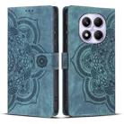 For Redmi Note 14 Pro 5G Mandala Embossed Retro Frosted Leather Phone Case(Blue) - 1
