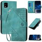 For Kyocera Kantan Sumaho3 A205KC Grid Butterfly Embossed Pattern Flip Leather Phone Case with Lanyard(Light Blue) - 1
