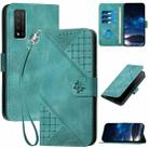 For TCL 20 R 5G Grid Butterfly Embossed Pattern Flip Leather Phone Case with Lanyard(Light Blue) - 1
