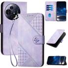 For TCL 50 NxtPaper Grid Butterfly Embossed Pattern Flip Leather Phone Case with Lanyard(Light Purple) - 1