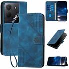 For TCL 503 Grid Butterfly Embossed Pattern Flip Leather Phone Case with Lanyard(Dark Blue) - 1