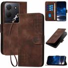 For TCL 503 Grid Butterfly Embossed Pattern Flip Leather Phone Case with Lanyard(Coffee) - 1