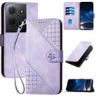 For TCL 503 Grid Butterfly Embossed Pattern Flip Leather Phone Case with Lanyard(Light Purple) - 1