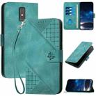 For ZTE Blade A32 Grid Butterfly Embossed Pattern Flip Leather Phone Case with Lanyard(Light Blue) - 1