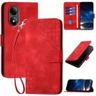For ZTE Blade A33s Grid Butterfly Embossed Pattern Flip Leather Phone Case with Lanyard(Red) - 1