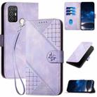 For ZTE Blade A52 Grid Butterfly Embossed Pattern Flip Leather Phone Case with Lanyard(Light Purple) - 1
