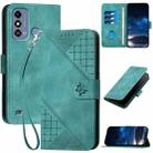 For ZTE Blade A53 Grid Butterfly Embossed Pattern Flip Leather Phone Case with Lanyard(Light Blue) - 1
